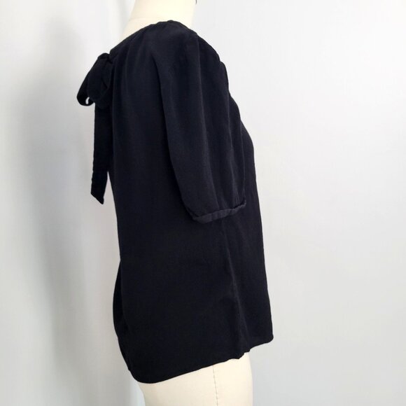 Boden Rosalyn Tie Back Black Viscose Blouse Capsule Wardrobe - Picture 2 of 8